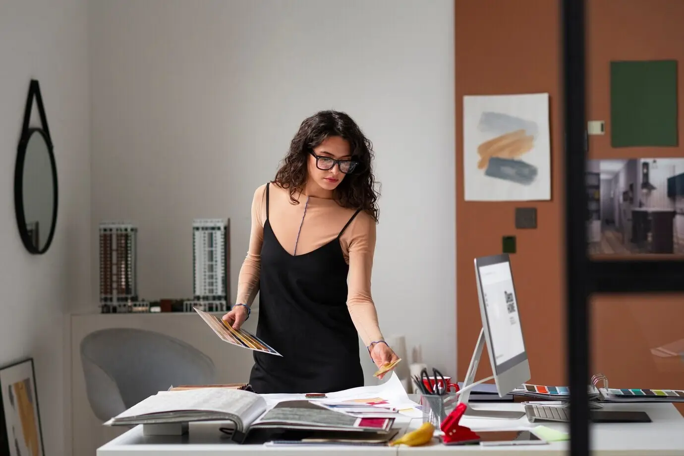 Interior designer working outside the office